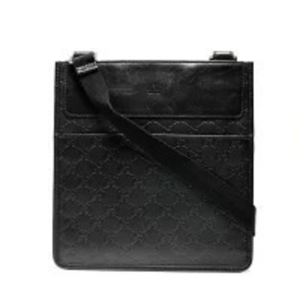 Gucci Ssima Gg Shoulder Black Ssima Leather Bag